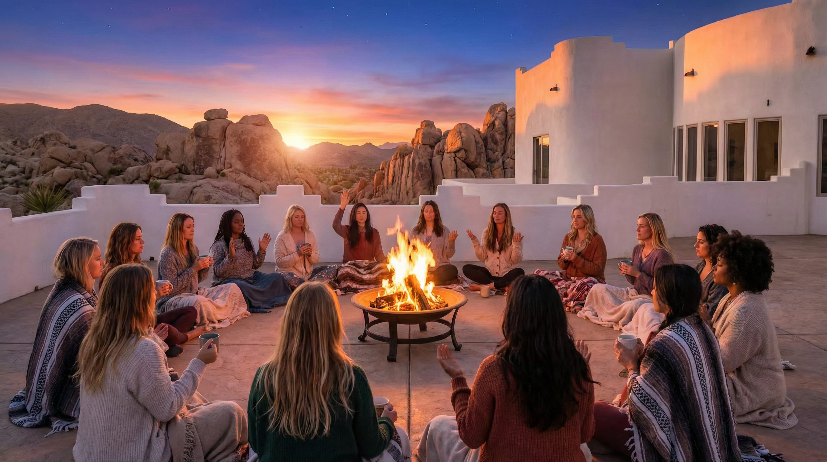 Firefly_Gemini Flash_Група жінок різноі коплекції, кольору волосся та етнічності сидить у колі навкруги во 735165